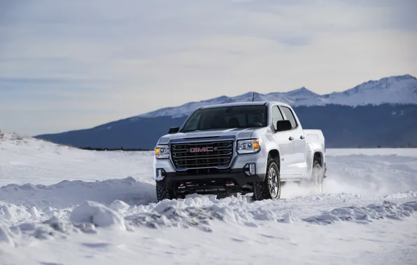 Picture snow, pickup, GMC, Canyon, AT4, 2020