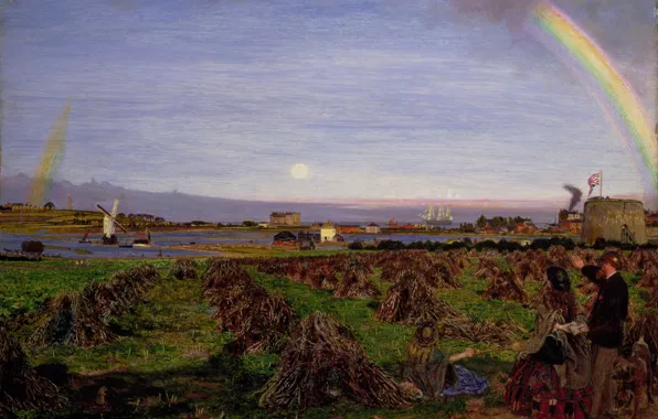 Picture the sun, rainbow, Ford Madox Brown, Town Walton on the Cape Naz