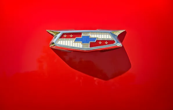 Picture Chevrolet, emblem, red background