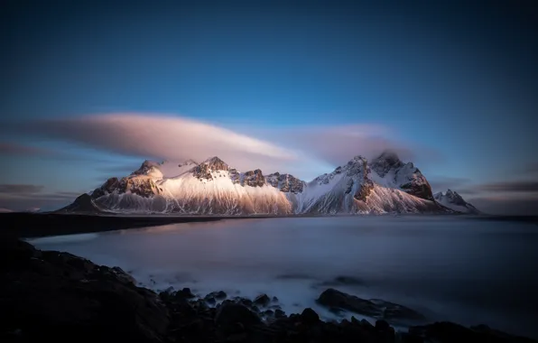 Wallpaper sea, mountains, Iceland, Iceland, Stokksnes, Have stoknes