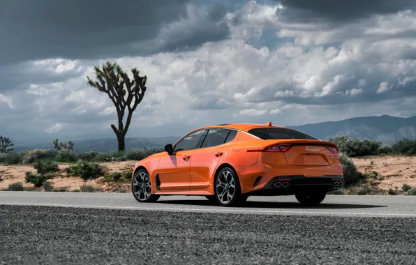 Picture orange, KIA, Kia, GTS, on the road, the five-door, Stinger, 2020, fastback, KIΛ