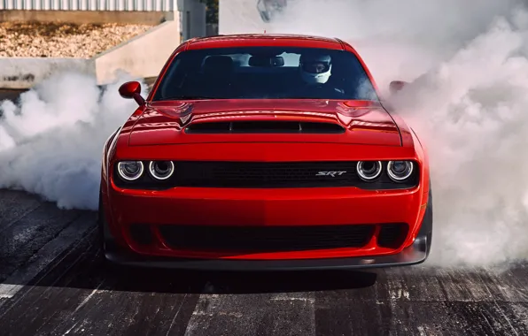 Picture dodge, drag racing, the smoke from under the wheels, dodge demon