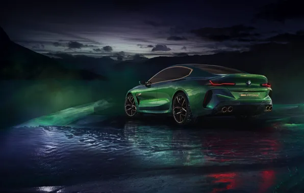 Picture winter, coupe, BMW, back, side, 2018, M8 Gran Coupe Concept