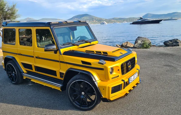 Picture photo, Mercedes-Benz, Yellow, Car, G-Class, 2021, Spectacular Widebody Kit G-BOSS SUV