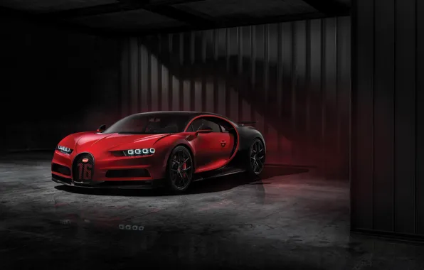Picture Red, Black, Machine, Bugatti, Background, Drives, Sport, Garage, Wheel, Chiron