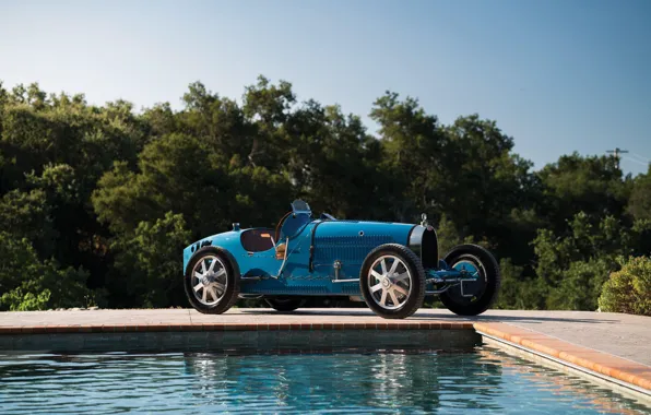 Picture Pool, Blue, Vintage, Retro, 1927, Bugatti Type 35C