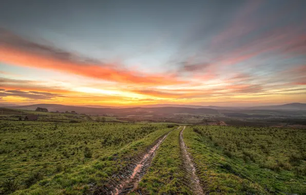 Picture road, the sky, sunset, the evening, Ireland