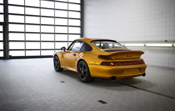 Picture yellow, Porsche, body, rear view, 993, 911 Turbo