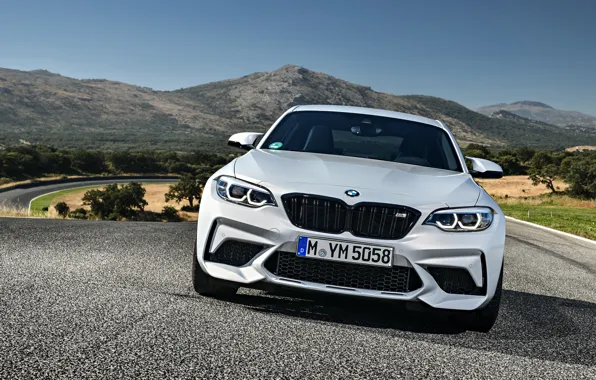 Picture mountains, coupe, track, BMW, the front, 2018, F87, M2, M2 Competition