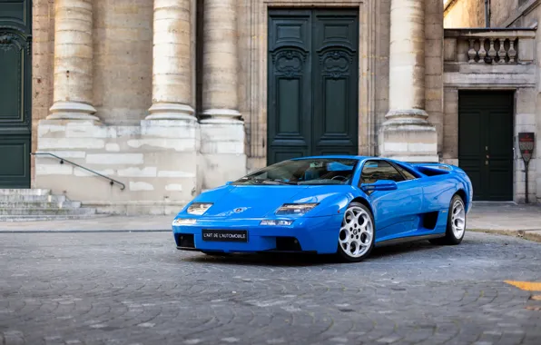 Picture Blue, Lamborghini, The building, Blue, Diablo, Lamborghini, Diablo, Supercar, Sportcar