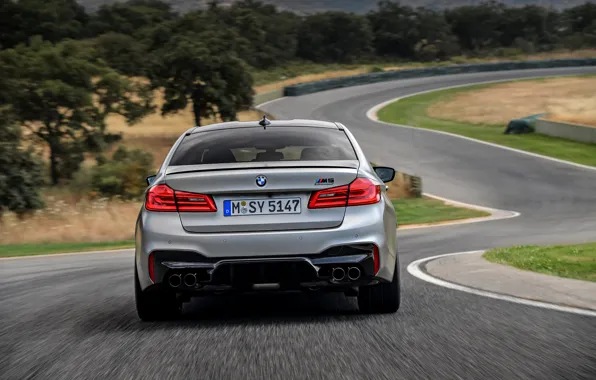Picture grey, track, BMW, sedan, rear view, 4x4, 2018, four-door, M5, V8, F90, M5 Competition