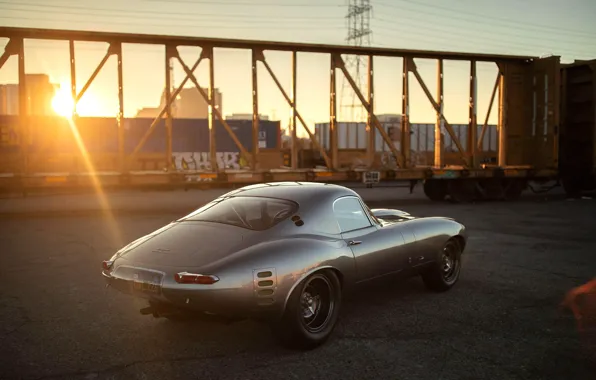 Picture The sun, Grey, Jaguar E-Type, Sports car