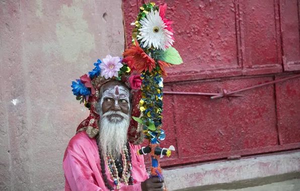 Picture India, Varanasi, religious ascetic, mendicant, Sadhu