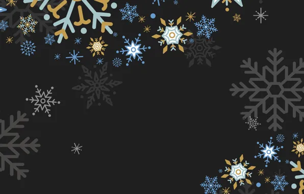 Picture snowflakes, background, black, new year, texture