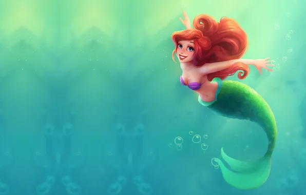 Picture sea, water, cartoon, tale, art, Princess, sea, Ariel, Ariel, the little mermaid, Little mermaid, ., …