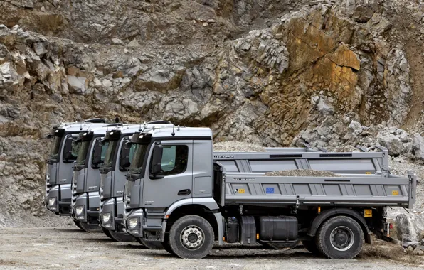 Picture trucks, Mercedes-Benz, a number, grey, 2013, quarry, Arocs