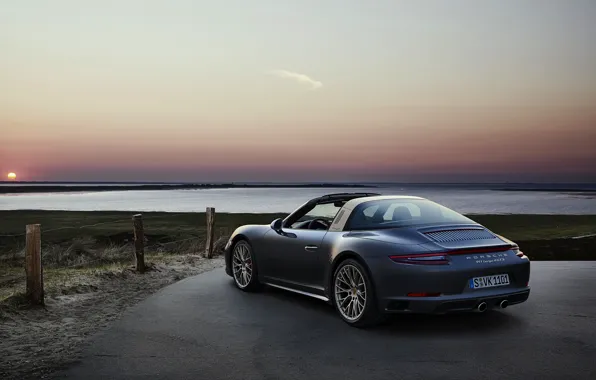 Picture sunset, Porsche, 4x4, Biturbo, Targa, special model, 911 Targa 4 GTS, Exclusive Manufaktur Edition