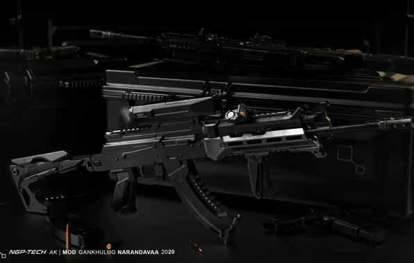 Picture rendering, weapons, tuning, Machine, Gun, weapon, render, Kalashnikov, render, 3d art, AKM, Assault rifle, Russian, …