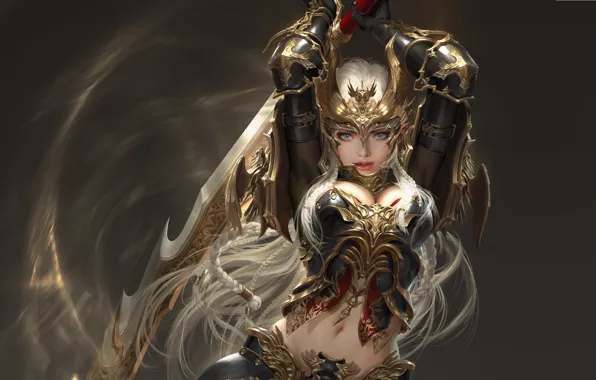 Picture girl, warrior, fantasy, art, LVL, Solar interference signal, costume design, League of Angels - Origins