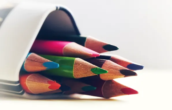 Picture pencils, colorful, bokeh