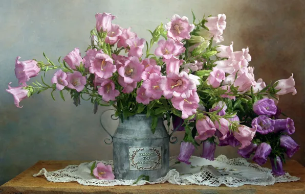 Picture bouquet, bells, napkin, cans, Marina Filatova