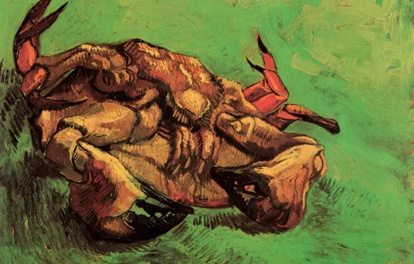 Picture green background, Vincent van Gogh, Crab on Its Back