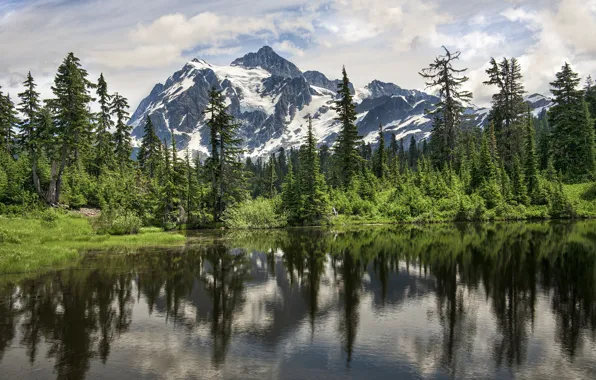 Picture lake, mountain, Washington, USA, Sexan