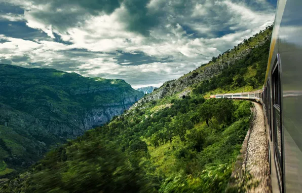 Picture landscape, mountains, clouds, nature, train, slope, Montenegro