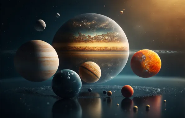 Picture the universe, planet, stars, galaxy, solar system