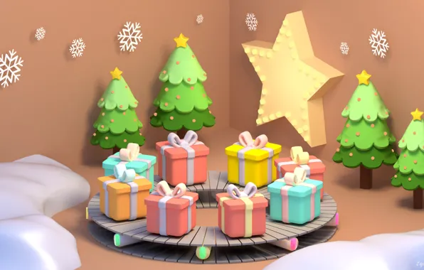 Picture rendering, mood, gift, New year, herringbone, snowflake, Christmas gifts, artyu, Tzuyu Kao