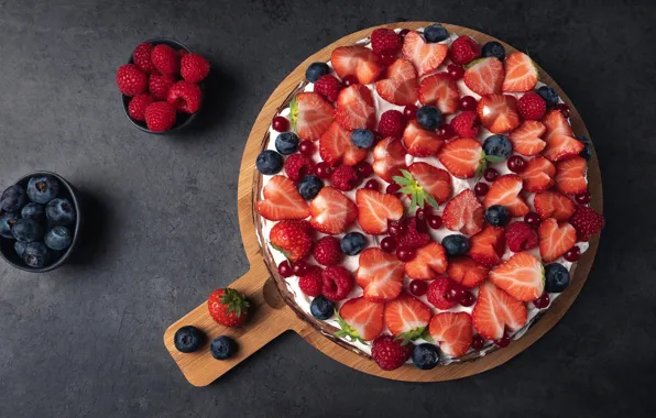 Picture berries, raspberry, background, strawberry, dessert, blueberries