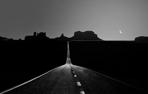 Picture road, The moon, valley, moon, road, valley, Wanda Li