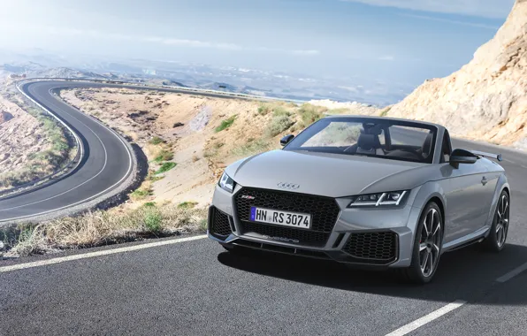 Picture road, machine, Audi, lights, view, turn, Roadster, TT RS, 2020