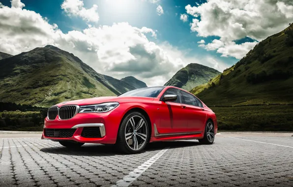Picture BMW, Mountains, RED, G12, 750 Li