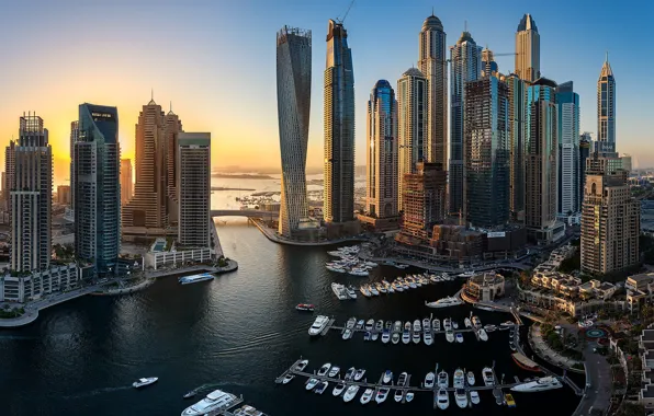 Picture building, yachts, Bay, Dubai, boats, Dubai, skyscrapers, harbour, UAE, UAE, Dubai Marina, Dubai Marina