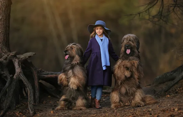 Picture dogs, hat, scarf, girl, Anastasia Barmina