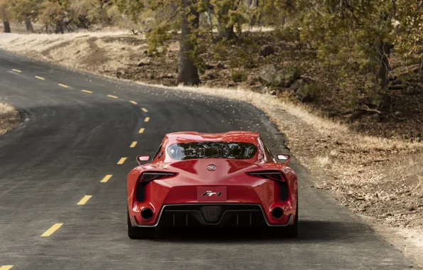 Picture road, red, coupe, Toyota, feed, 2014, FT-1 Concept