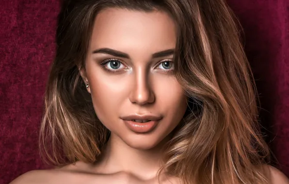 Picture look, close-up, face, background, model, portrait, makeup, hairstyle, brown hair, beauty, bokeh, Tanya, Stanislav Maximov