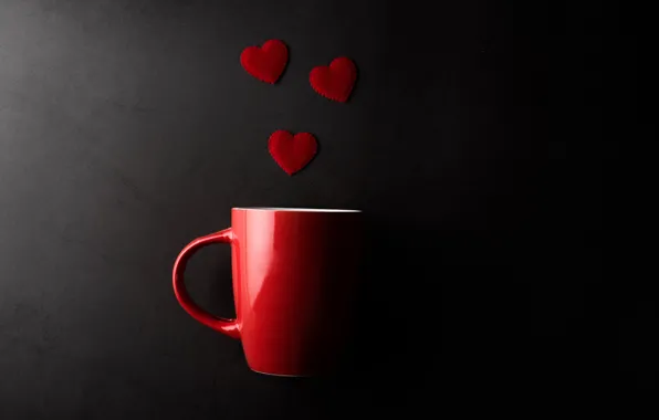 Picture mug, hearts, Valentine's day, the dark background