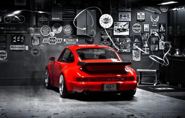 Picture 911, turbo, red, porsche, 964