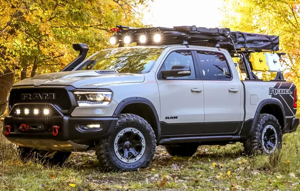 Picture car, machine, forest, lights, tuning, SUV, side, pickup, tuning, Ram, Ram 1500, Ram 1500 Rebel …
