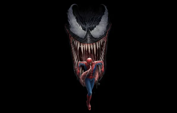 Picture art, comics, Venom, Peter Parker, Spider man, Eddie Brock