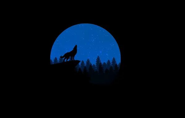 Picture wolf, minimalism, vector, art