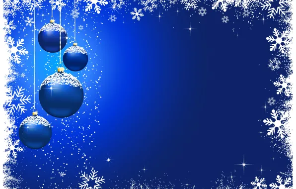 Wallpaper winter, snowflakes, blue, background, holiday, balls, Christmas,  christmas, baubles images for desktop, section новый год - download