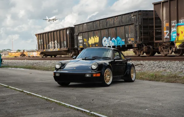 Picture Porsche, Black, Train, 964