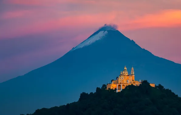 Picture Mexico, Mountain, Church, Cholula, Volcanic Shrine