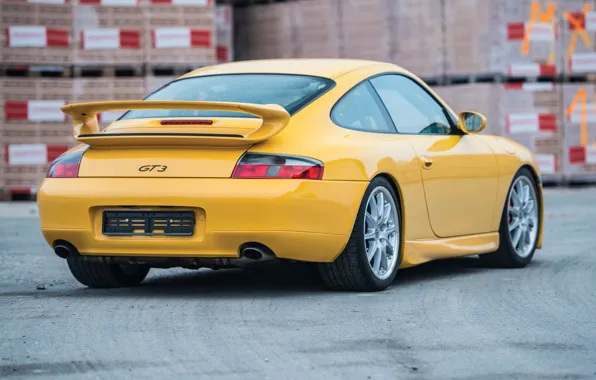 Picture Yellow, Sportcar, Back, Porsche 996 GT3, German Car