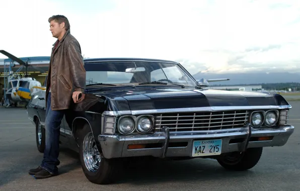 Picture Winchester, supernatural, supernatural, Dean, Jensen Ackles, Impala, Kaz, Kansas, impala 1967