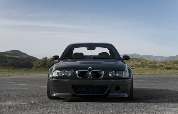 Picture BMW, Sky, E46, M3, Front view, Dark green