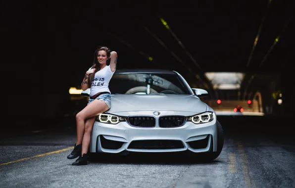 Picture BMW, Girl, Light, Beautiful, Silver, F82, LED